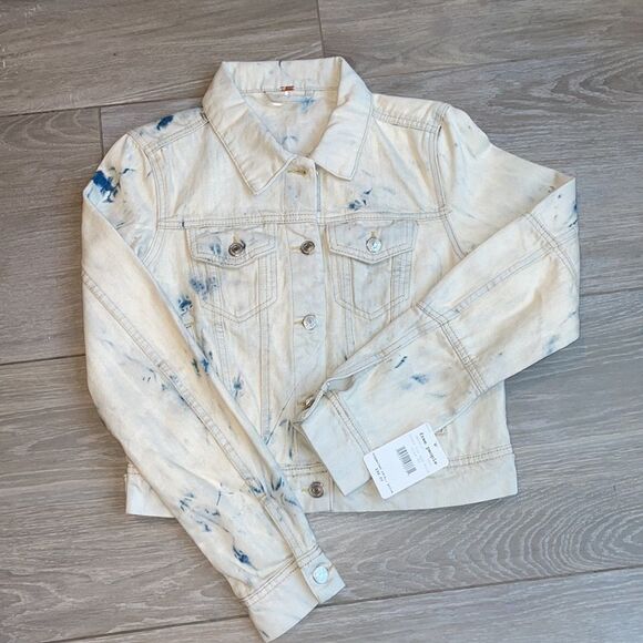 NWT Free People {REVOLVE} Rumors Denim Jacket in Jones Tie Dye Blue size XS - Picture 4 of 9